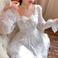 French Sweet Summer Princess Dress, White Chiffon Special Occasion Dress
