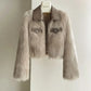 Vireous Polo Collar Women's Faux Fur Bomber Jacket, Spring and Autumn Collection