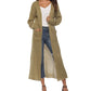 Thickened Long Pure Colour Pocket Irregular-Slit Sweater Coat