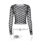 Vireous Long Sleeve See-Through Lace Crop Top