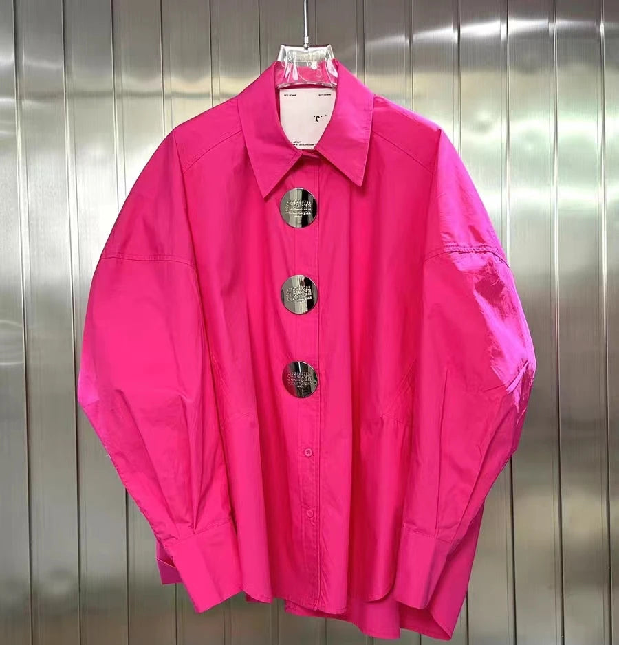 Women's Loose Casual Oversized Cotton Shirt, Candy Colours