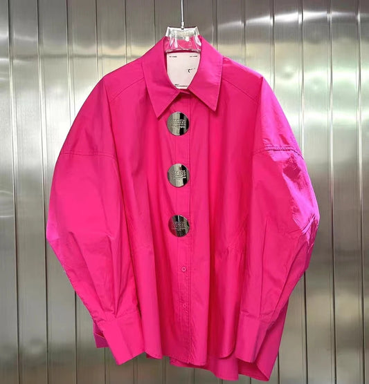 Women's Loose Casual Oversized Cotton Shirt, Candy Colours