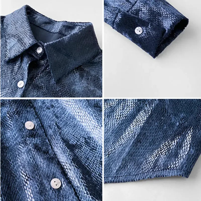 Vireous Women's Shiny Stretch Shirt, Spring and Autumn Collection