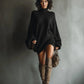 Vireous Round-Neck Loose Knitted Sweater Mini Dress