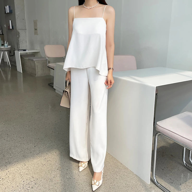 Vireous Simple Two-Piece Women's Summer Pants Suit