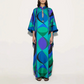 Colourful Abstract Print Kaftan Dress, Party Dress