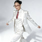 Professional Performance Wear Women's Tuxedo, Gold Satin Three-Piece Suit, Night Wear