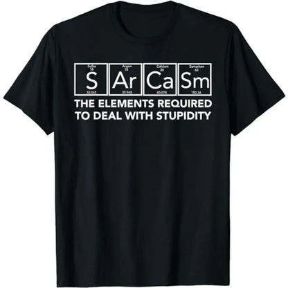 Funny 'Sarcasm Elements' Periodic Table T-Shirt, Science Chemistry Humour
