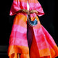 Vireous Pink Orange Big Bold Elegant Cape Coat, Catwalk Collection