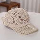 Women's Crochet Summer Peaked Cap, Floral Pattern, Casual Wear