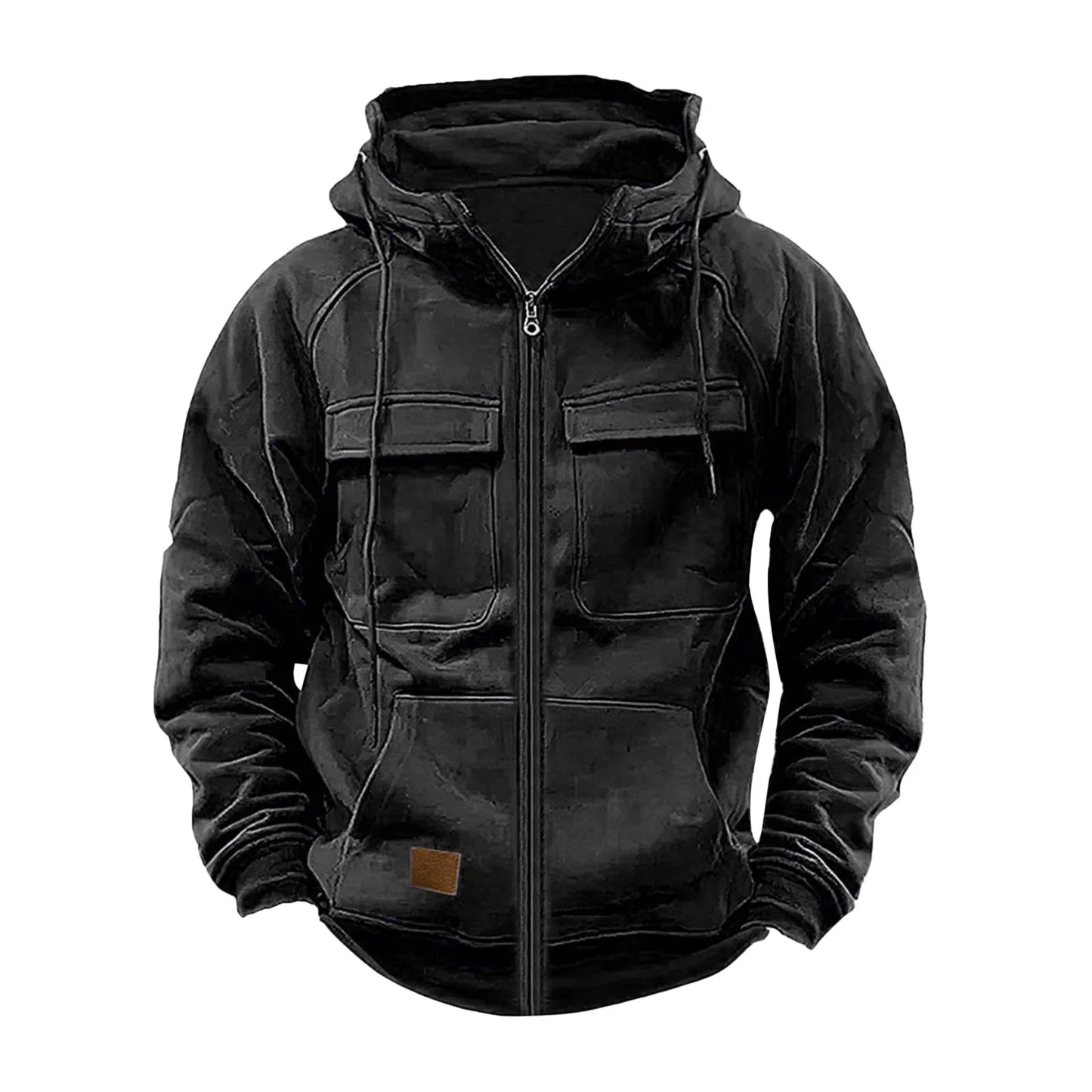 Men's Thickened Solid Hoodie, Mullti Pockets
