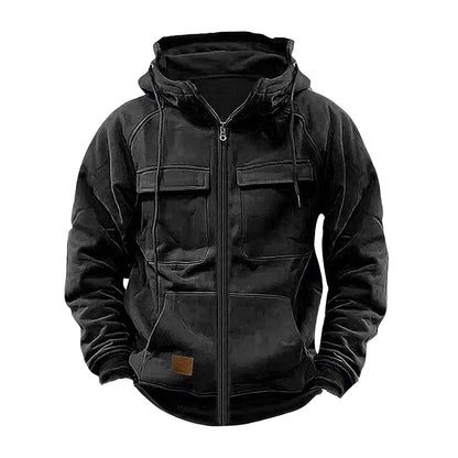 Men's Thickened Solid Hoodie, Mullti Pockets
