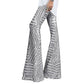 Vireous Women's Sparkling Sequin Slacks, Loose Mid-Waist Trousers
