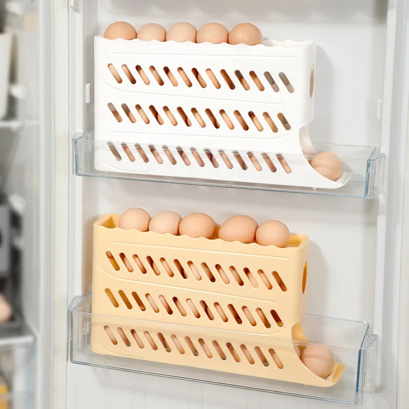 Refrigerator Egg Storage Box, Automatic Scrolling Egg Holder