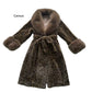 Women's Luxury Faux Mink Fur Coat with Contrast Collar, Multi Colours