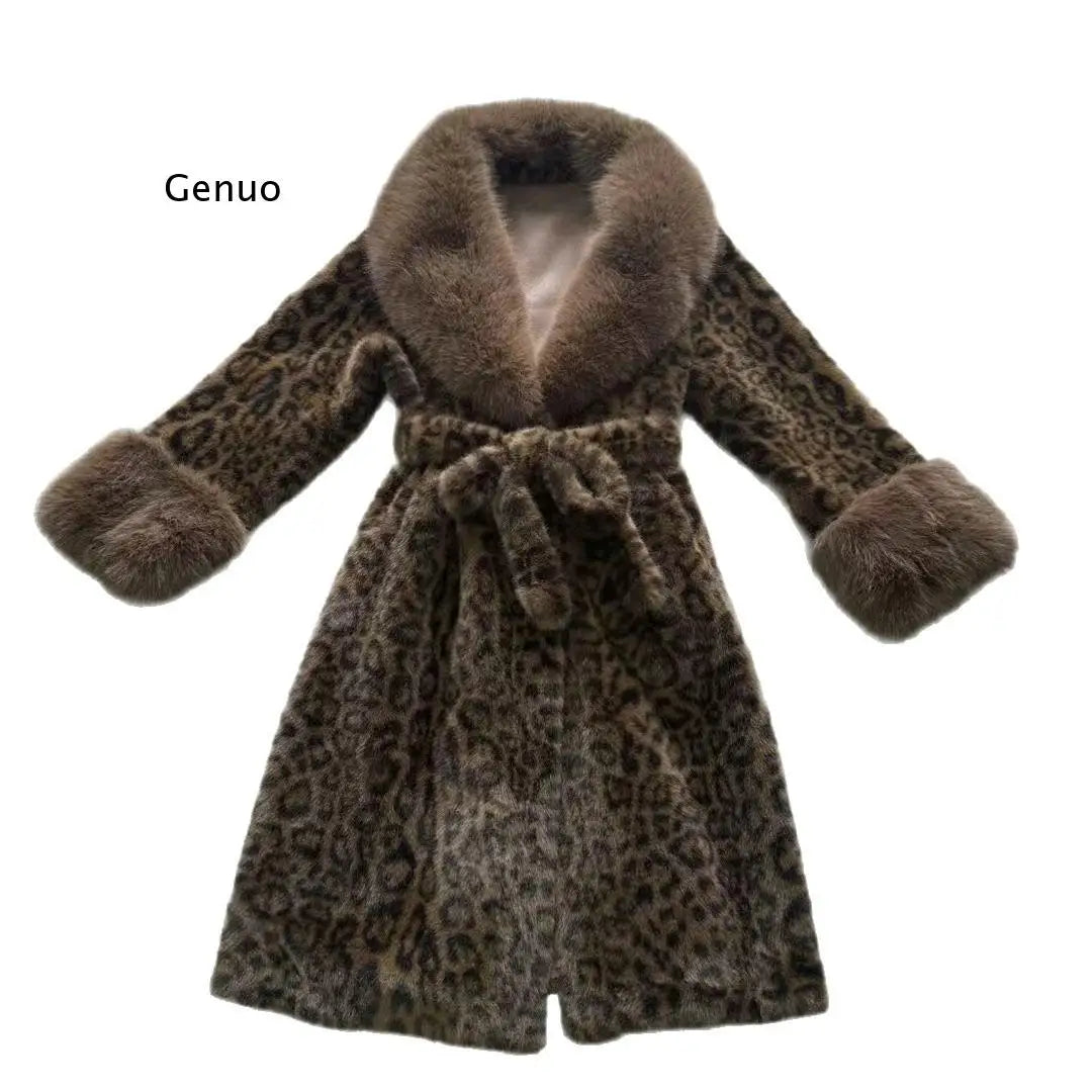 Women's Luxury Faux Mink Fur Coat with Contrast Collar, Multi Colours