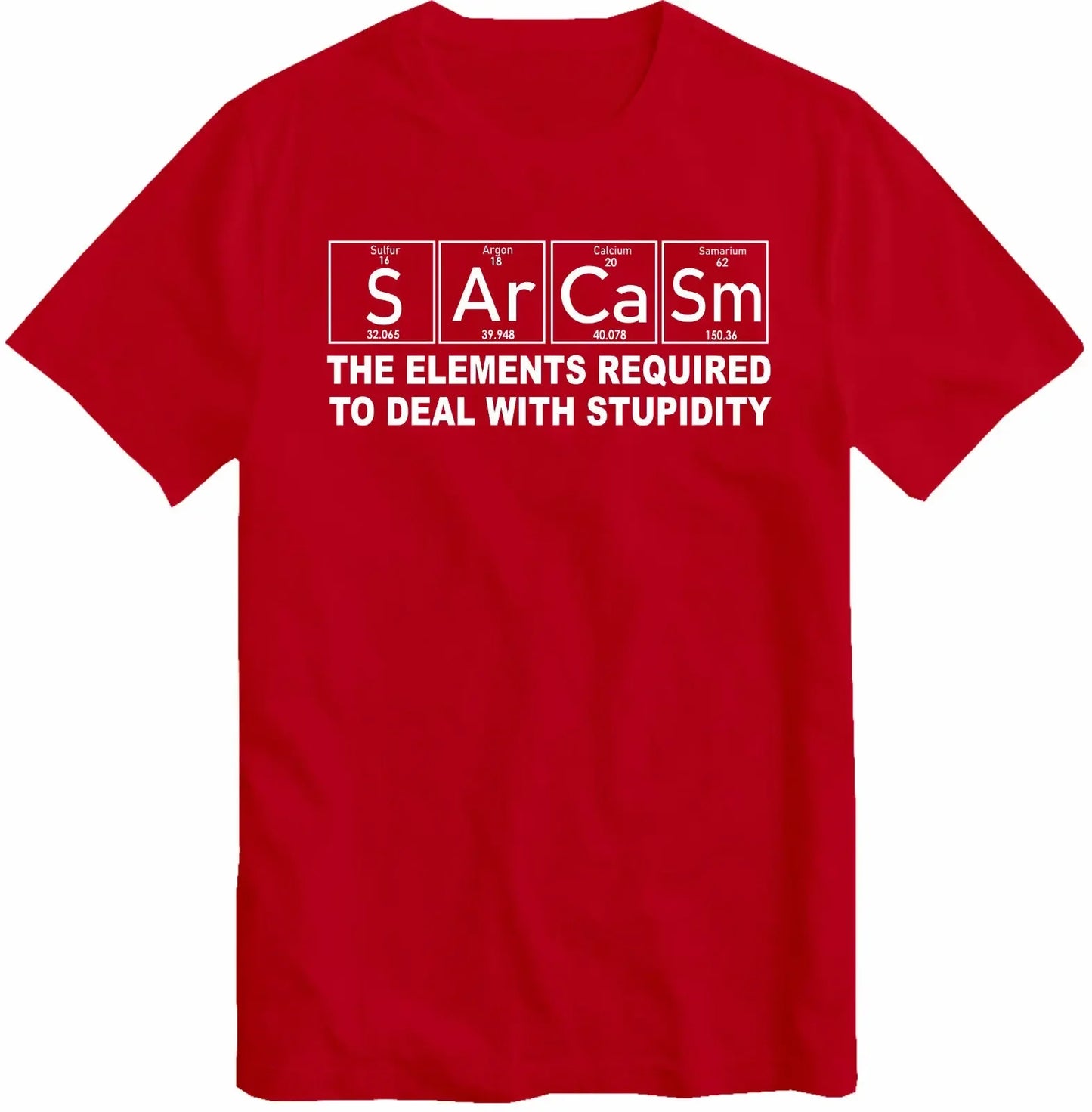 Funny 'Sarcasm Elements' Periodic Table T-Shirt, Science Chemistry Humour