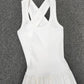 Vireous French Minimalist Knitted Tank Dress, Black and White