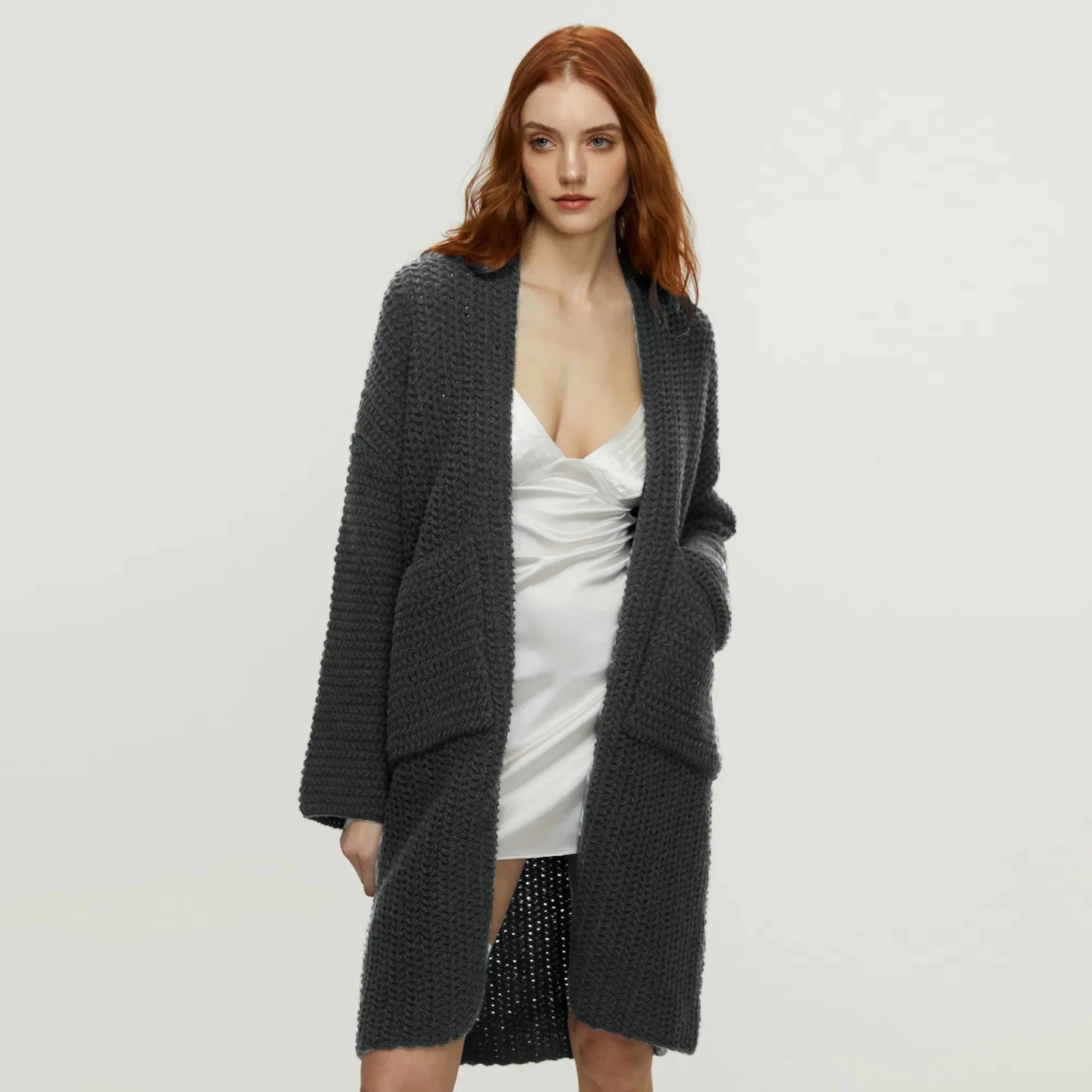 Knitted Cardigan Coat Medium-Length, Multi Colours