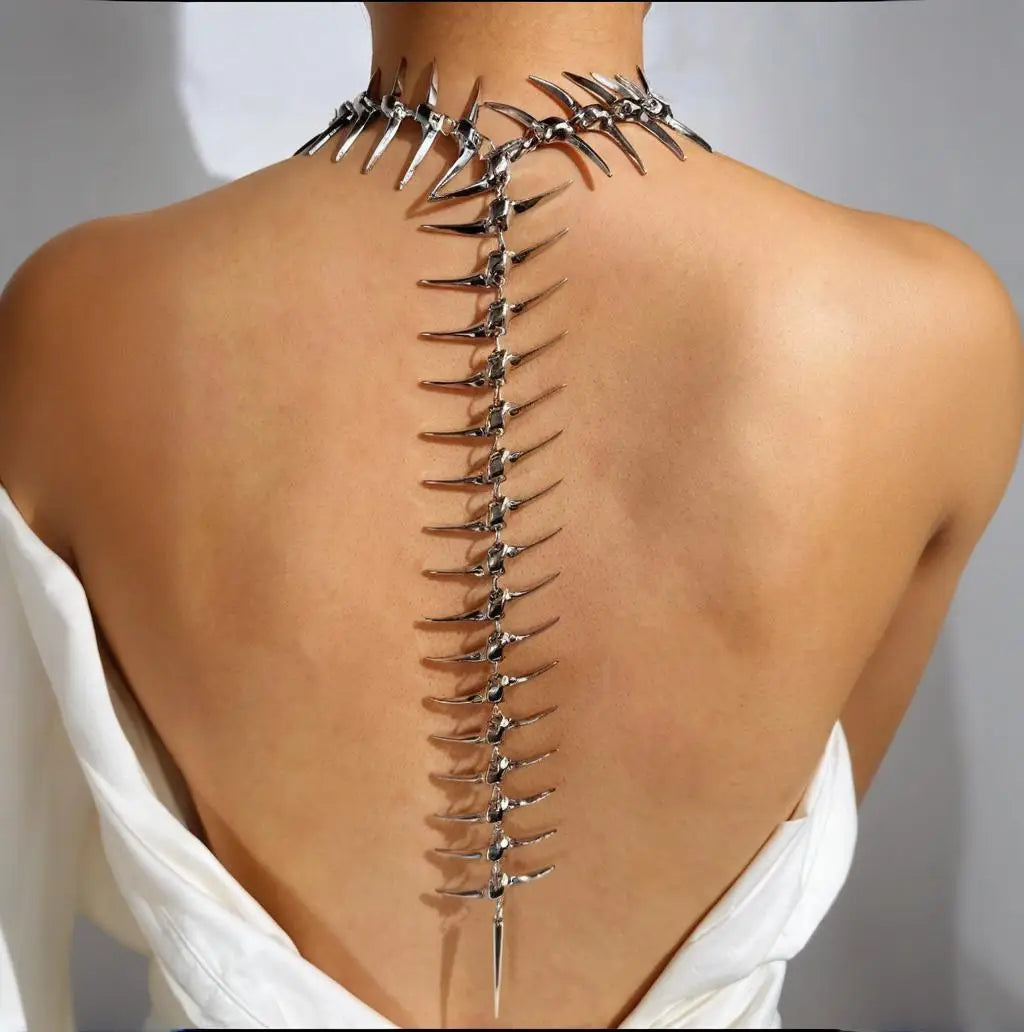 Dark Cross Edgy Thorn Skeleton Necklace