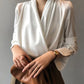 Vireous Everyday Casual Satin Cross-Collar Women's Shirt