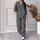 Women's Cotton and Linen Round-Neck Summer Short-Sleeves Pants Suit