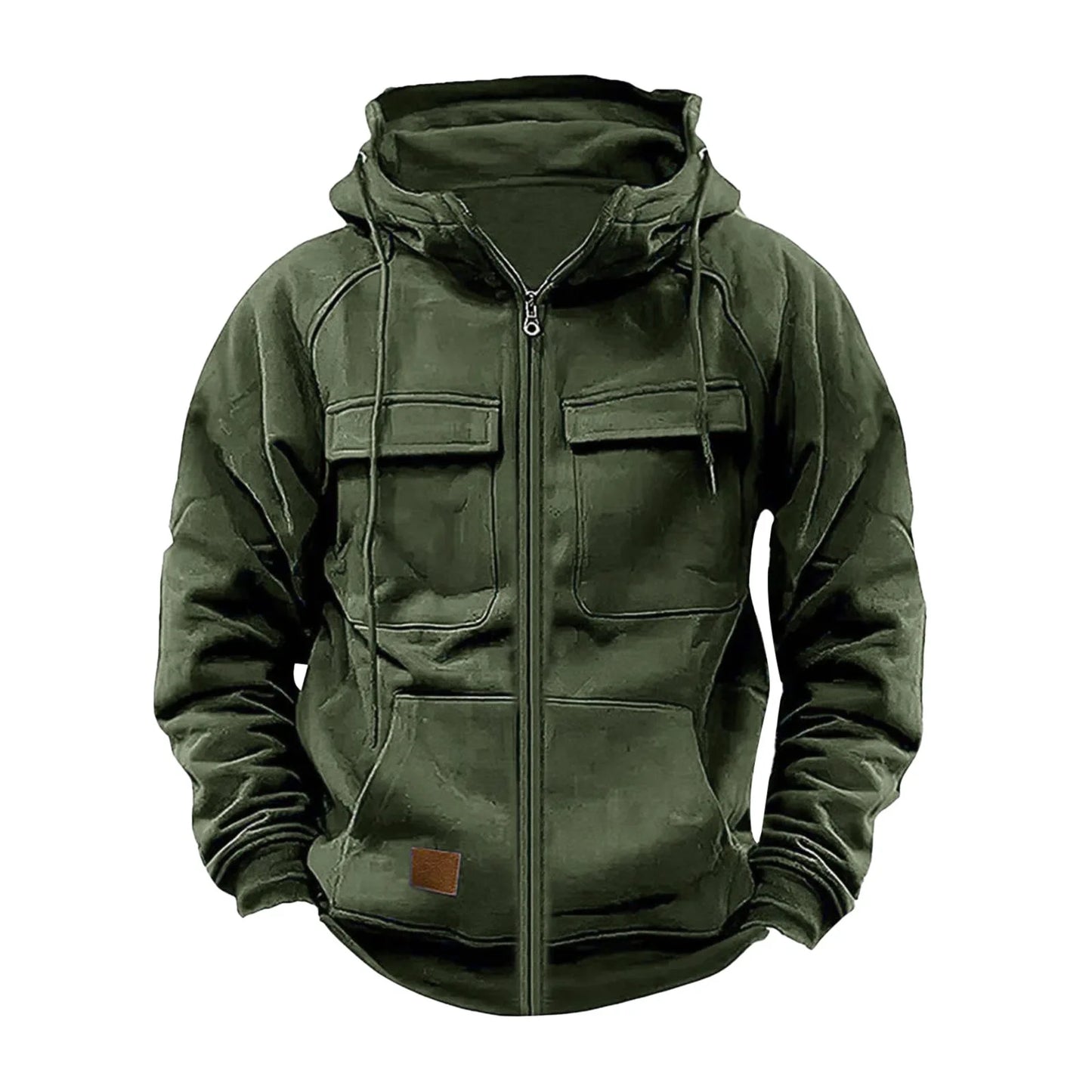Men's Thickened Solid Hoodie, Mullti Pockets