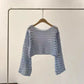 Crochet Casual Women's Cover Up, Long Sleeve Knitted Crop Top