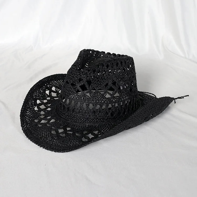 Women's Openwork Woven Cowboy Hat, Multicolours
