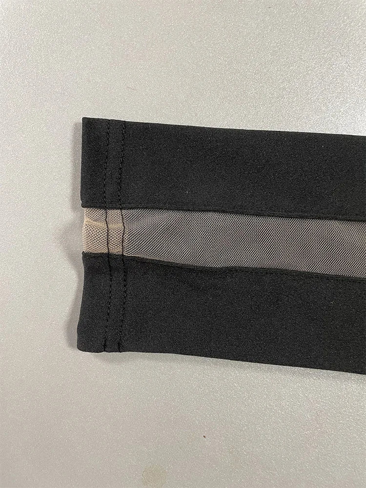 Sexy and Club, Mesh Cut-Out High-Neck Black Women's Top