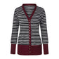 Vibrant Stripe Women's Cardigan Coat, Single Breasted Long Sleeves