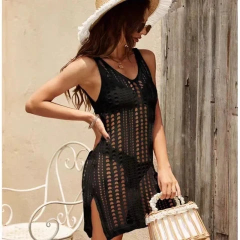 Women's Summer Sexy Hollow-Out Knitted Beach Cover-Up