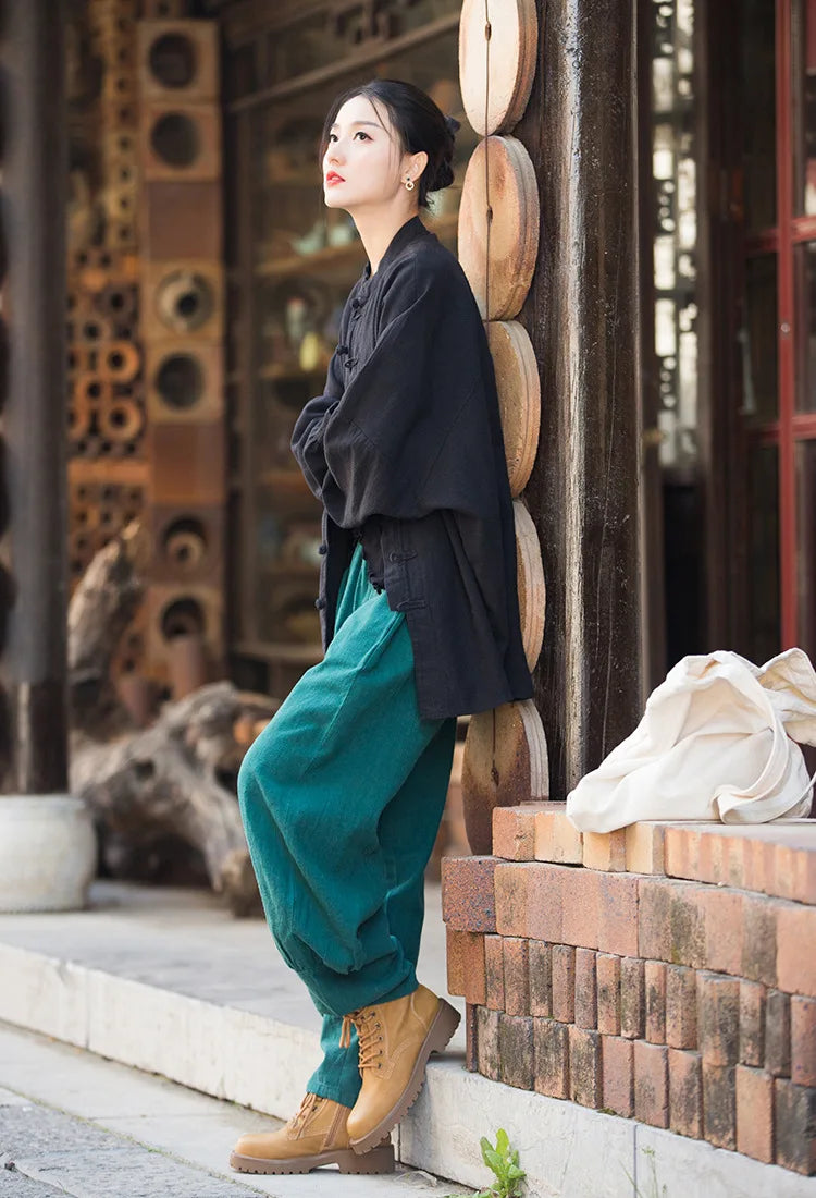 Fashion Cotton Linen Women's Stand Collar Jacket, Multi Colours