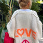 'Love and Peace' Design Women's Long Knitted Cardigan, Sweater Coat