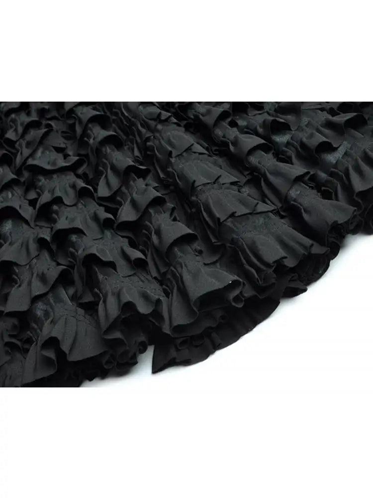 Vireous Black Suit-Collar Tiered Maxi Dress, Winter Catwalk Collection