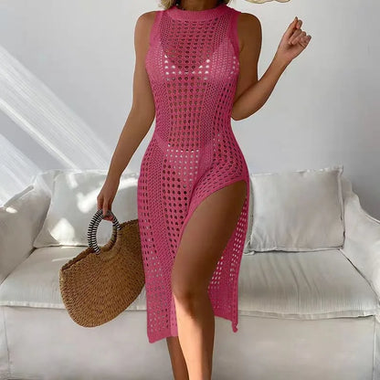Women's Summer Sexy Hollow-Out Knitted Beach Cover-Up