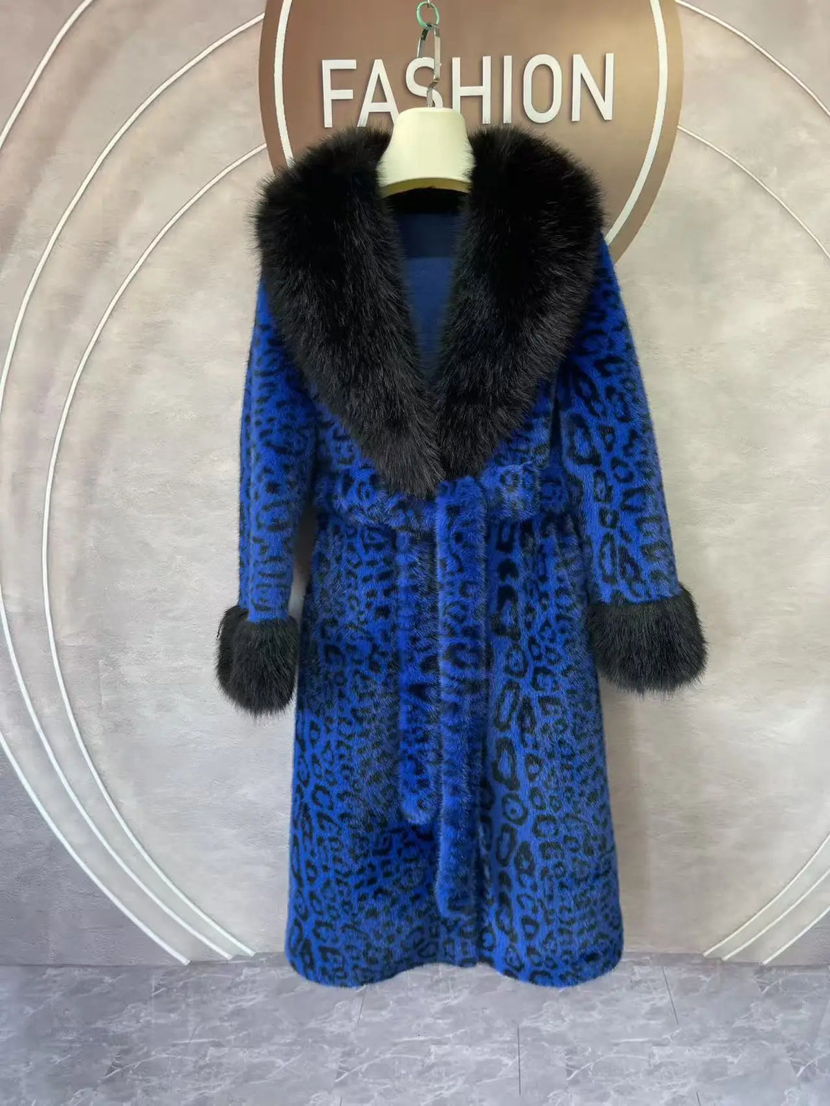 Women's Luxury Faux Mink Fur Coat with Contrast Collar, Multi Colours