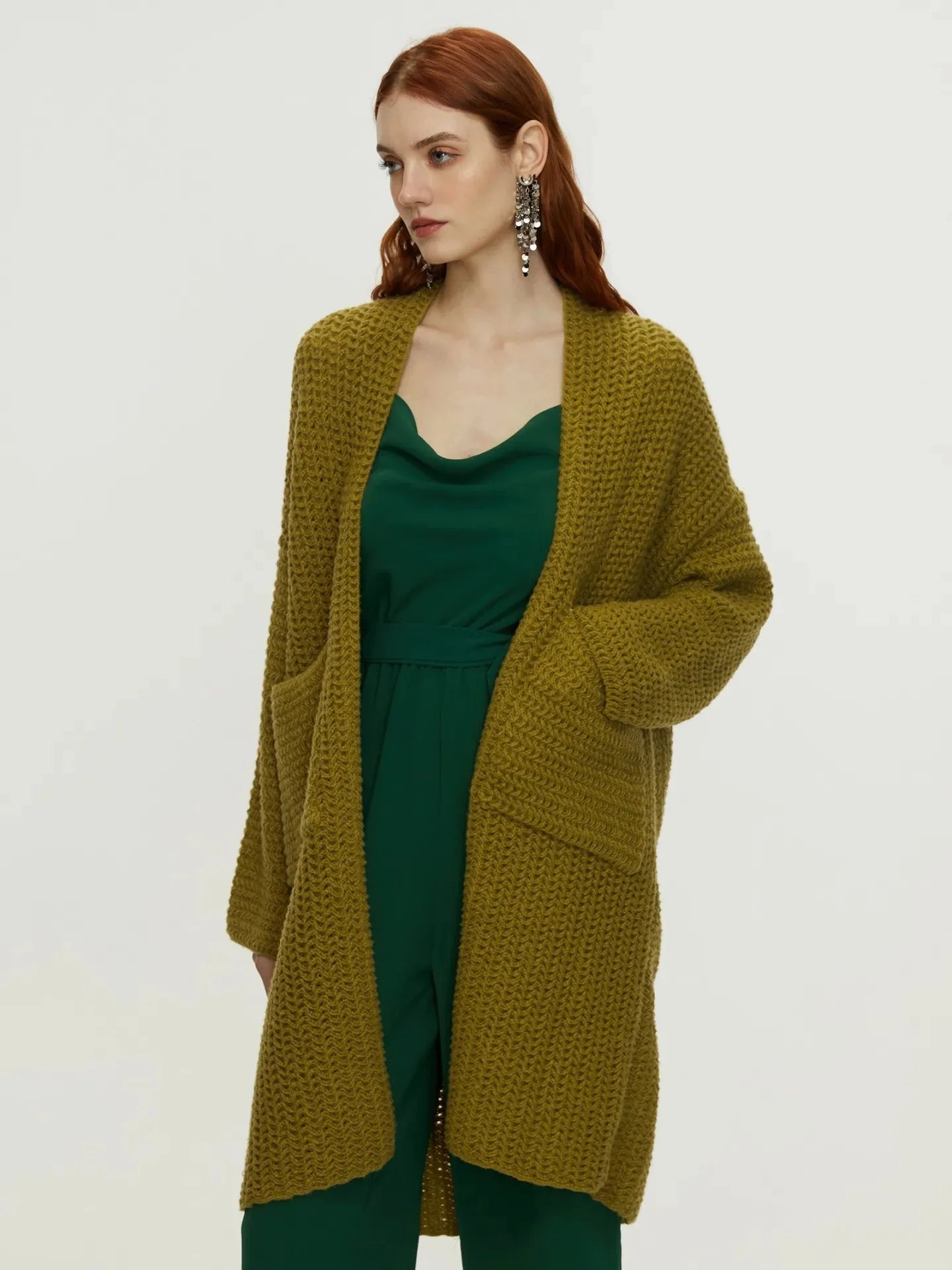 Knitted Cardigan Coat Medium-Length, Multi Colours