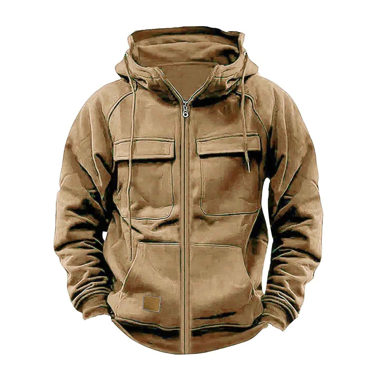 Men's Thickened Solid Hoodie, Mullti Pockets