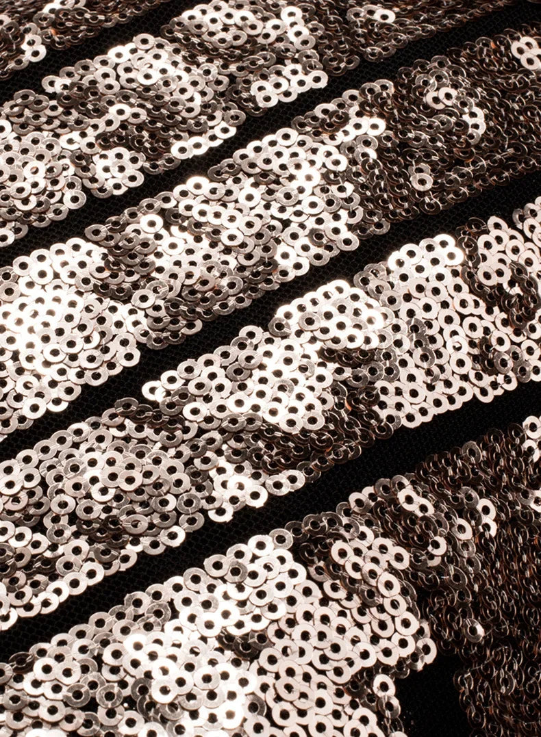 Vireous Women's Sparkling Sequin Slacks, Loose Mid-Waist Trousers