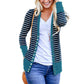 Vibrant Stripe Women's Cardigan Coat, Single Breasted Long Sleeves
