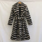 Vireous Women's Faux Fur Coat, Large Lapel Zebra-Print Mink Long Coat