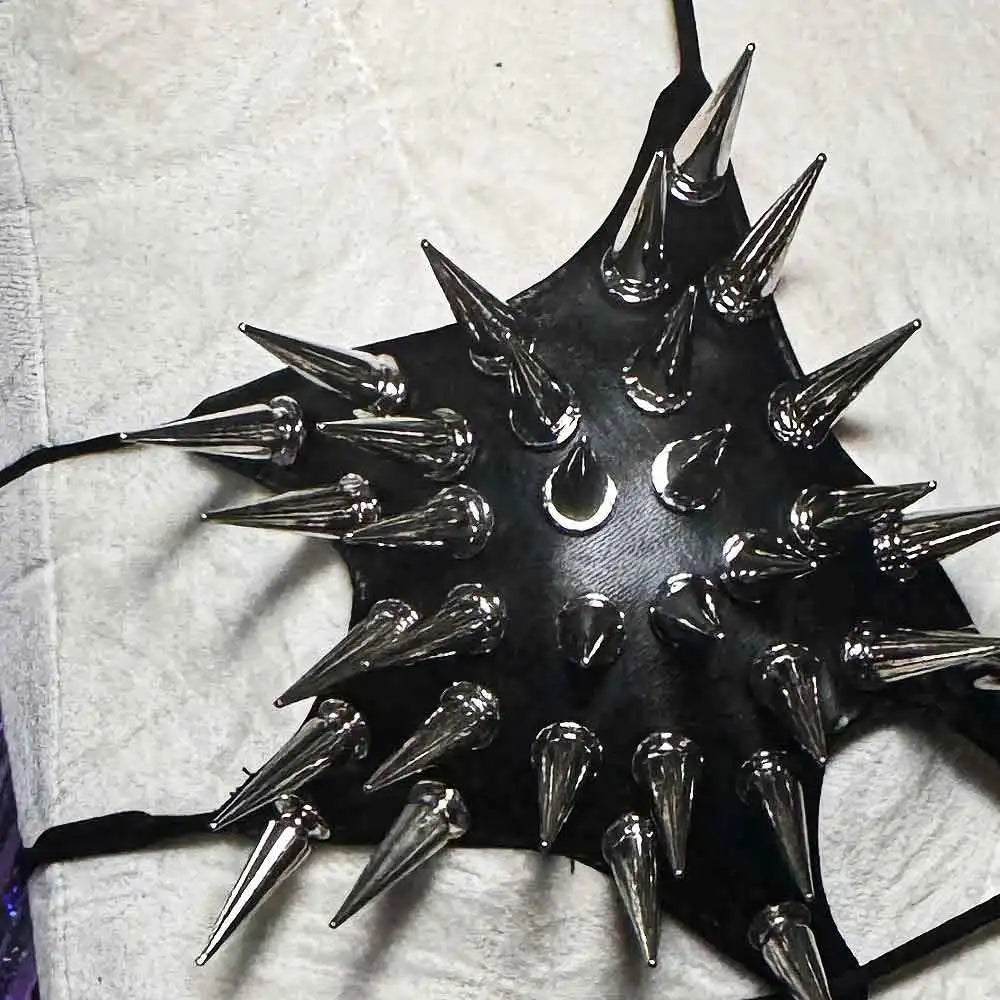 Gothic Crop Top with Spikes, Punk Rave Festival Bra, Multi Designs