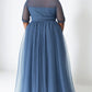 Plus-Size Semi-Formal Soft Tulle Maxi Dress in French Blue
