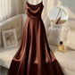 Vireous Pearl-Beaded Strap Satin Slip Retro Dress, Elegant Summer Evening Dress