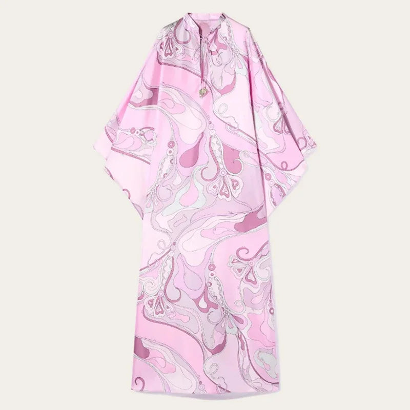 Colourful Abstract Print Kaftan Dress, Party Dress