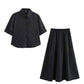 Women's Fashion Casual Swing Midi Skirt and Top, Two Piece Set
