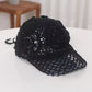 Women's Crochet Summer Peaked Cap, Floral Pattern, Casual Wear