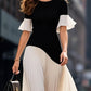 Women's Black and White Half-Length Flared-Sleeves Formal Dress