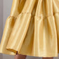 Plus-Size Women's Gold Satin Turn-Down Collar Casual Elegant Dress
